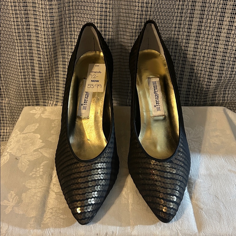 Elegant Black Sequin Women's Shoes